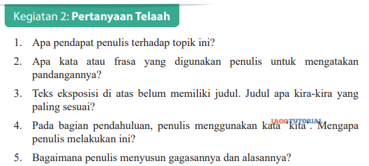 Jawaban Buku Bahasa Indonesia Kelas 9 Kegiatan 2 Pertanyaan Telaah Hal 123 124 Apa Pendapat Penulis Terhadap Topik Jagotutorial