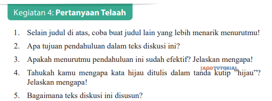 Kegiatan 4 Pertanyaan Telaah Bahasa Indonesia Kelas 9 Belajar