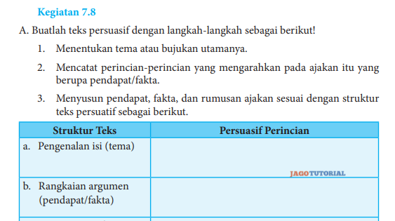 Jawaban Bahasa Indonesia Kelas 8 Kegiatan 7 8 Hal 196 197 Buatlah Teks Persuasif Dengan Langkah Jagotutorial